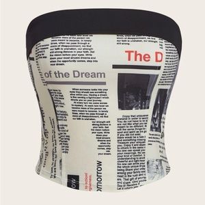 SHEIN ICON Newspaper Print Tube Top